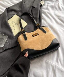 Vintage Suede Tote Bag for Women - Large-Capacity High-End Shoulder Bag - Spring/Summer 2025 Fashion Trend