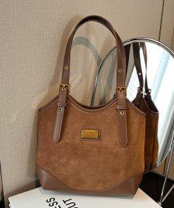 Vintage Suede Tote Bag for Women - Large-Capacity High-End Shoulder Bag - Spring/Summer 2025 Fashion Trend