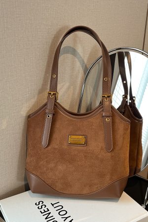 Vintage Suede Tote Bag for Women - Large-Capacity High-End Shoulder Bag - Spring/Summer 2025 Fashion Trend