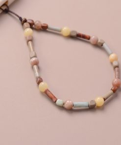 Vintage Sunstone Shoushan Stone Phone Chain - Unisex Bead Necklace with High-End Pendant - Trendy Accessory for Fashion Lovers