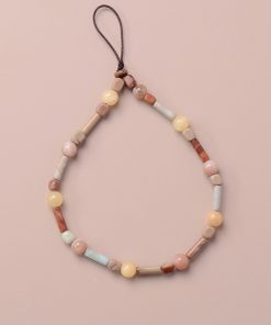 Vintage Sunstone Shoushan Stone Phone Chain - Unisex Bead Necklace with High-End Pendant - Trendy Accessory for Fashion Lovers