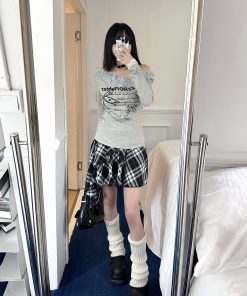 Vintage Sweet Lace Trim Asymmetrical Shoulder T-shirt with Sassy Letter Print for Spring Summer, Y2K Style