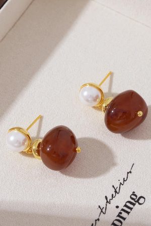 Vintage Tortoiseshell Drop Earrings - High-End French Style, Versatile Autumn & Winter Ear Accessories
