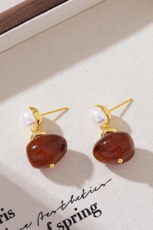 Vintage Tortoiseshell Drop Earrings - High-End French Style, Versatile Autumn & Winter Ear Accessories