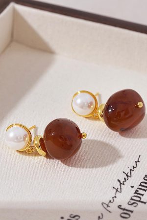 Vintage Tortoiseshell Drop Earrings - High-End French Style, Versatile Autumn & Winter Ear Accessories