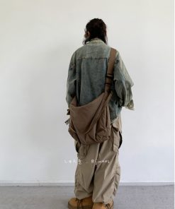 Vintage Washed Distressed Denim Jacket for Unisex - Trendy Loose Motorcycle Style for Spring and Autumn