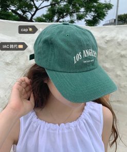 Vintage Washed LOS ANGELES Baseball Cap - Korean Style 90s Aesthetic, Casual Streetwear Accessory