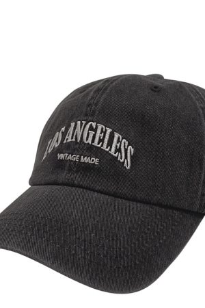 Vintage Washed LOS ANGELES Baseball Cap - Korean Style 90s Aesthetic, Casual Streetwear Accessory