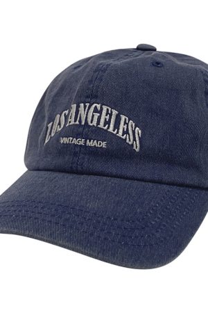 Vintage Washed LOS ANGELES Baseball Cap - Korean Style 90s Aesthetic, Casual Streetwear Accessory
