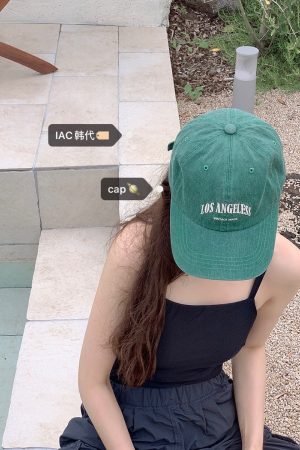 Vintage Washed LOS ANGELES Baseball Cap - Korean Style 90s Aesthetic, Casual Streetwear Accessory