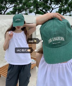 Vintage Washed LOS ANGELES Baseball Cap - Korean Style 90s Aesthetic, Casual Streetwear Accessory