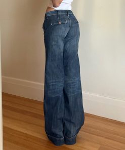 Vintage Washed Low-Waist Straight Leg Jeans for Trendy Girls - Versatile Basic Style for 90s and Y2K Fashion