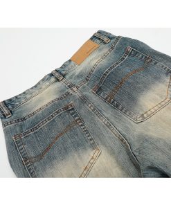 Vintage Washed Wide-Leg Denim Pants for Women - Trendy Loose Baggy Machete Style Curved Blade Trousers