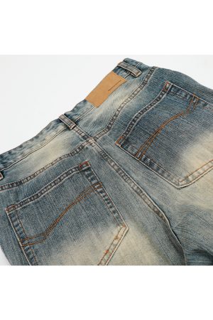 Vintage Washed Wide-Leg Denim Pants for Women - Trendy Loose Baggy Machete Style Curved Blade Trousers
