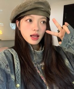 Vintage Women's Washed Beret Hat - Retro Casual Artistic Japanese Style for Small to Big Head Circumference, Perfect for Autumn