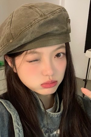 Vintage Women's Washed Beret Hat - Retro Casual Artistic Japanese Style for Small to Big Head Circumference, Perfect for Autumn