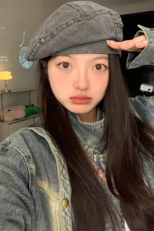 Vintage Women's Washed Beret Hat - Retro Casual Artistic Japanese Style for Small to Big Head Circumference, Perfect for Autumn