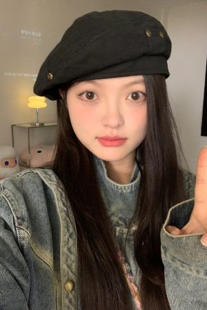 Vintage Women's Washed Beret Hat - Retro Casual Artistic Japanese Style for Small to Big Head Circumference, Perfect for Autumn