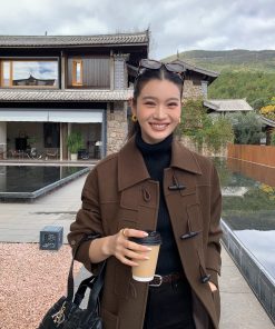 Vintage Woolen Coat for Women - Elegant Lapel Design, Loose Fit, 100% Wool, Perfect for Autumn and Winter Fashion