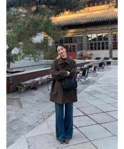 Vintage Woolen Coat for Women - Elegant Lapel Design, Loose Fit, 100% Wool, Perfect for Autumn and Winter Fashion