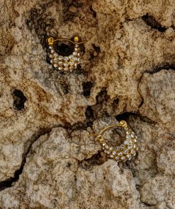 Vintage Zircon Drop Earrings for Women - High-End Titanium Steel Ear Clips, Fashionable Design, Elegant Temperament