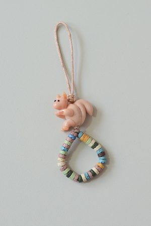 Volcanic Stone Glass Bear Phone Strap - Anti-Lost Wrist Chain Pendant with Beads for Stylish Carrying