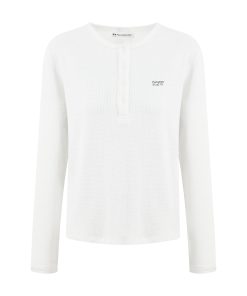 Waffle Henley Long Sleeve T-Shirt for Women - Spring Fashion, Versatile Casual Top, Comfortable Style, 90s Inspired