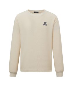 Waffle Long Sleeve T-Shirt for Couples - Retro Autumn Sweatshirt with Round Neck - Trendy 90s Style Top