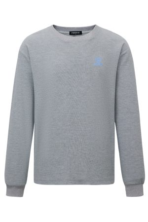 Waffle Long Sleeve T-Shirt for Couples - Retro Autumn Sweatshirt with Round Neck - Trendy 90s Style Top