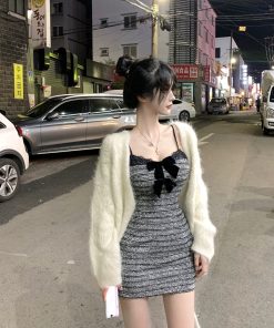 Waist-Cinching Bow Tie Camisole Dress for Women - Stylish Sweet & Spicy Fitted Short Skirt for Spring and Summer