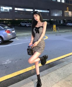 Waist-Cinching Bow Tie Camisole Dress for Women - Stylish Sweet & Spicy Fitted Short Skirt for Spring and Summer