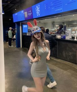 Waist-Cinching Sleeveless Bodycon Knitted Dress for Women - Sexy Summer Mini Dress for Hot Girl Style