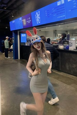 Waist-Cinching Sleeveless Bodycon Knitted Dress for Women - Sexy Summer Mini Dress for Hot Girl Style