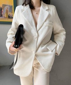 Warm Autumn Color Outfits, Grunge Woman Outfits - Light Academia Corduroy Blazer