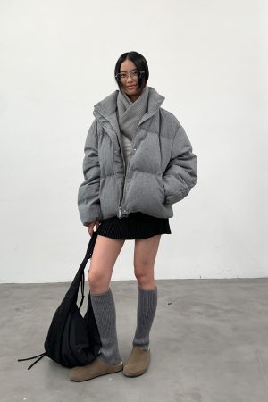 Warm Duck Down Sheepskin Coat with Stand Collar - Autumn Winter Outerwear for Trendy Style