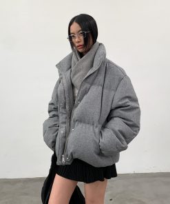 Warm Duck Down Sheepskin Coat with Stand Collar - Autumn Winter Outerwear for Trendy Style