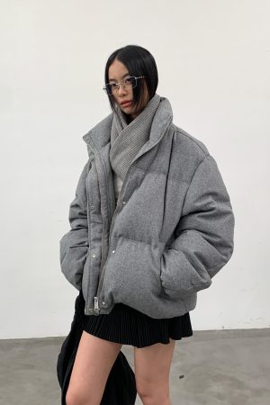 Warm Duck Down Sheepskin Coat with Stand Collar - Autumn Winter Outerwear for Trendy Style