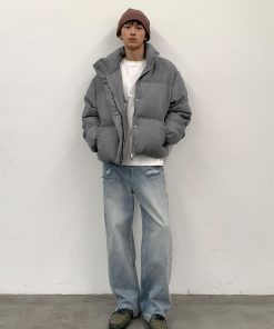 Warm Duck Down Sheepskin Coat with Stand Collar - Autumn Winter Outerwear for Trendy Style