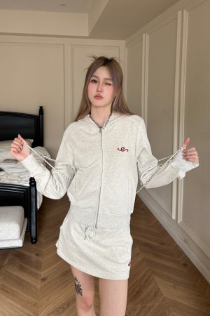 Warm Hoodie Short Jacket Set with Low-Waist Pants and Mini Skirt for Fall Winter Fashion - Trendy Look for Hot Girls