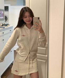 Warm Hoodie Short Jacket Set with Low-Waist Pants and Mini Skirt for Fall Winter Fashion - Trendy Look for Hot Girls