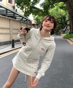 Warm Hoodie Short Jacket Set with Low-Waist Pants and Mini Skirt for Fall Winter Fashion - Trendy Look for Hot Girls