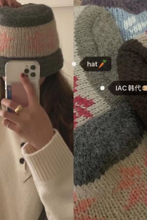 Warm Knitted Crochet Fisherman Bucket Hat with Nordic Snowflakes â€“ Korean Style Winter Accessory for Cozy Fashion