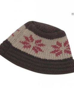 Warm Knitted Crochet Fisherman Bucket Hat with Nordic Snowflakes â€“ Korean Style Winter Accessory for Cozy Fashion