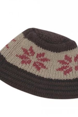 Warm Knitted Crochet Fisherman Bucket Hat with Nordic Snowflakes â€“ Korean Style Winter Accessory for Cozy Fashion