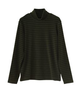 Warm Thickened Brushed Fleece High-Neck Long Sleeve Thermal T-Shirt - Color-Printed Striped Australian Wool Base Layer