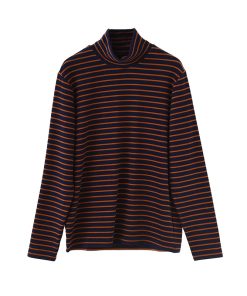Warm Thickened Brushed Fleece High-Neck Long Sleeve Thermal T-Shirt - Color-Printed Striped Australian Wool Base Layer