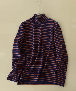 Warm Thickened Brushed Fleece High-Neck Long Sleeve Thermal T-Shirt - Color-Printed Striped Australian Wool Base Layer