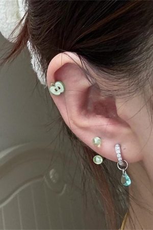 Water Droplet Pendant Earrings - Lake Green Zircon Hoops, Niche High-End Style, Trendy Ear Studs and Clips for 2025 Fashion