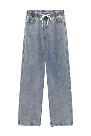 Water-Washed Denim Harem Pants for Men - Loose Fit, Trendy Drawstring Style, Versatile Draping Effect, INS Hong Kong Fashion