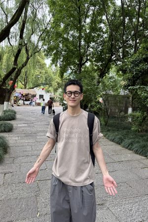 Water-Washed Letter Print Short Sleeve T-Shirt for Men - Summer American Vintage Loose Casual Style